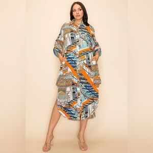 NWT Printed Shirt Dress with Pockets, Summer Outfit, Trendy Vacation Outfit